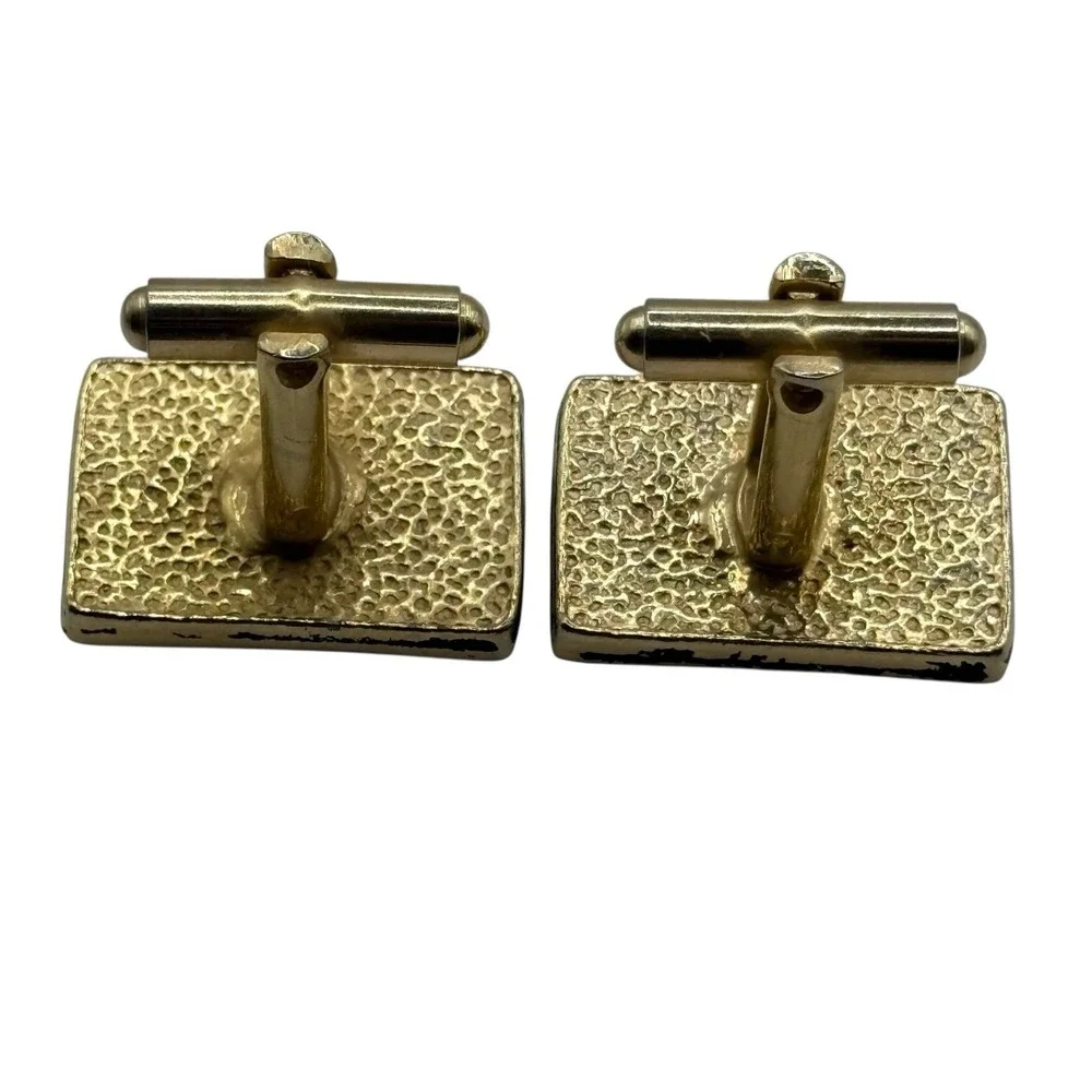 Naughty Feet Rectangle Cufflinks Adult‎ Humor Funny VTG Gold Tone Black Risque